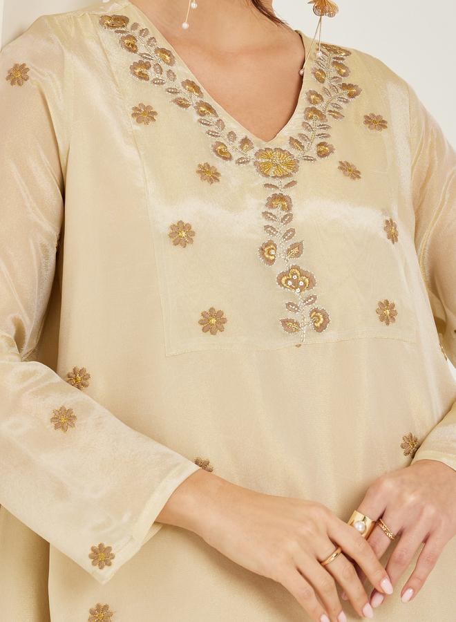 أميرة جلابية مطرزة بحافة واسعة - Image 3